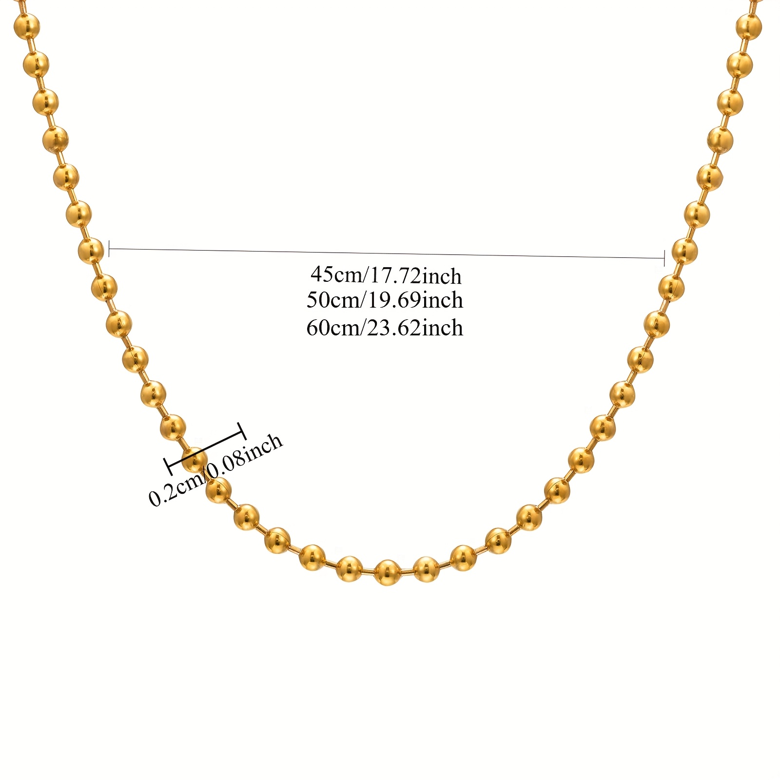 Women's Stainless Steel Beads Chain Necklace, Golden Color